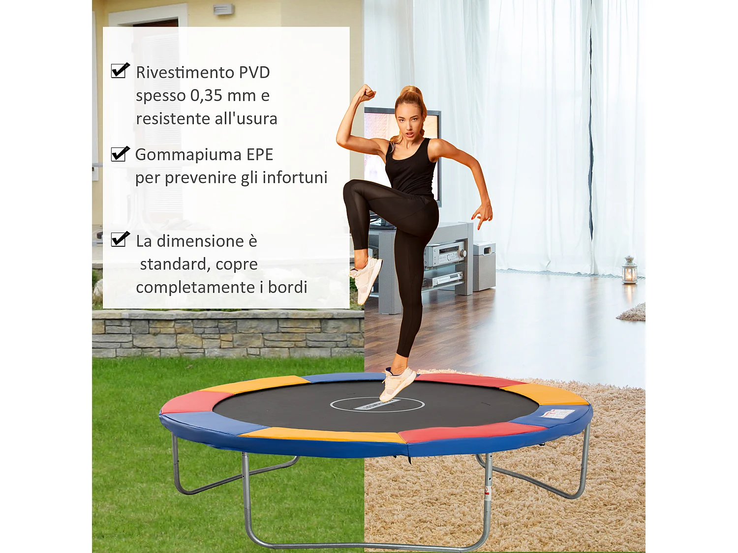 Bordo di protezione trampolino elastico imbottito con copertura in pvc