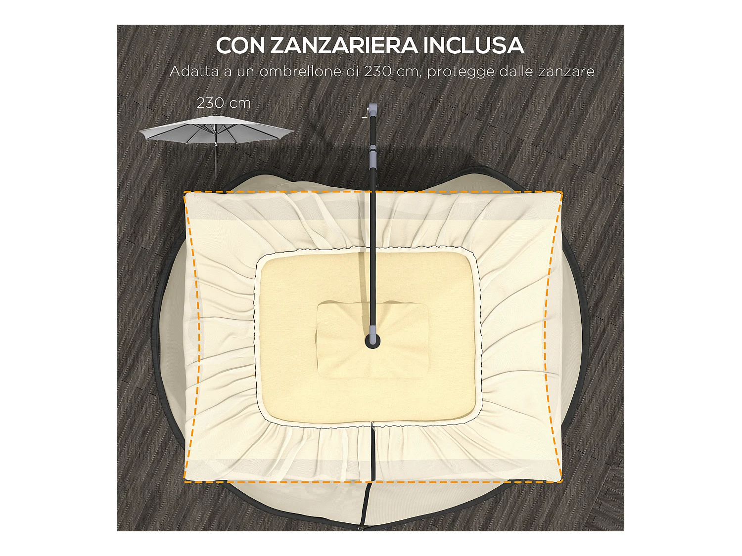 Tenda da sole 3x1.5m telescopica a parete avvolgibile beige