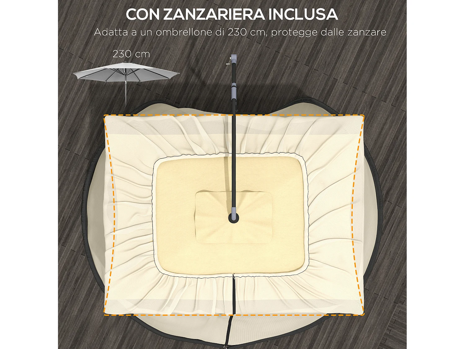 Tenda da sole 3x1.5m telescopica a parete avvolgibile beige