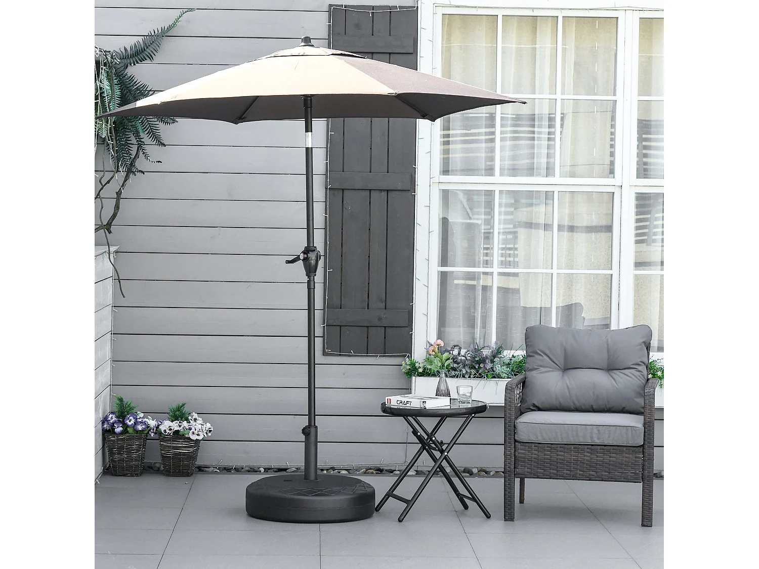 Tenda da sole avvolgibile a bracci con manovella 360x250cm crema