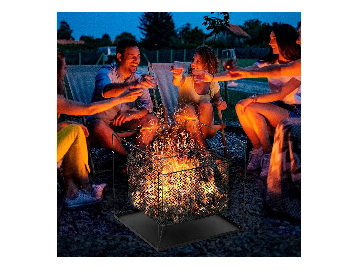 Braciere da giardino a legna con attizzatoio 45x45x43cm