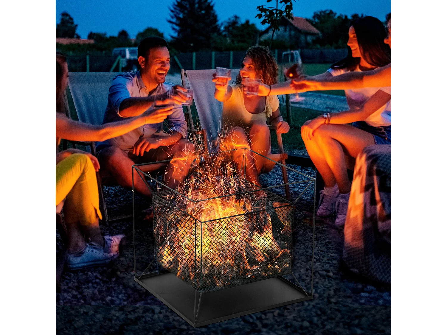 Braciere da giardino a legna con attizzatoio 45x45x43cm