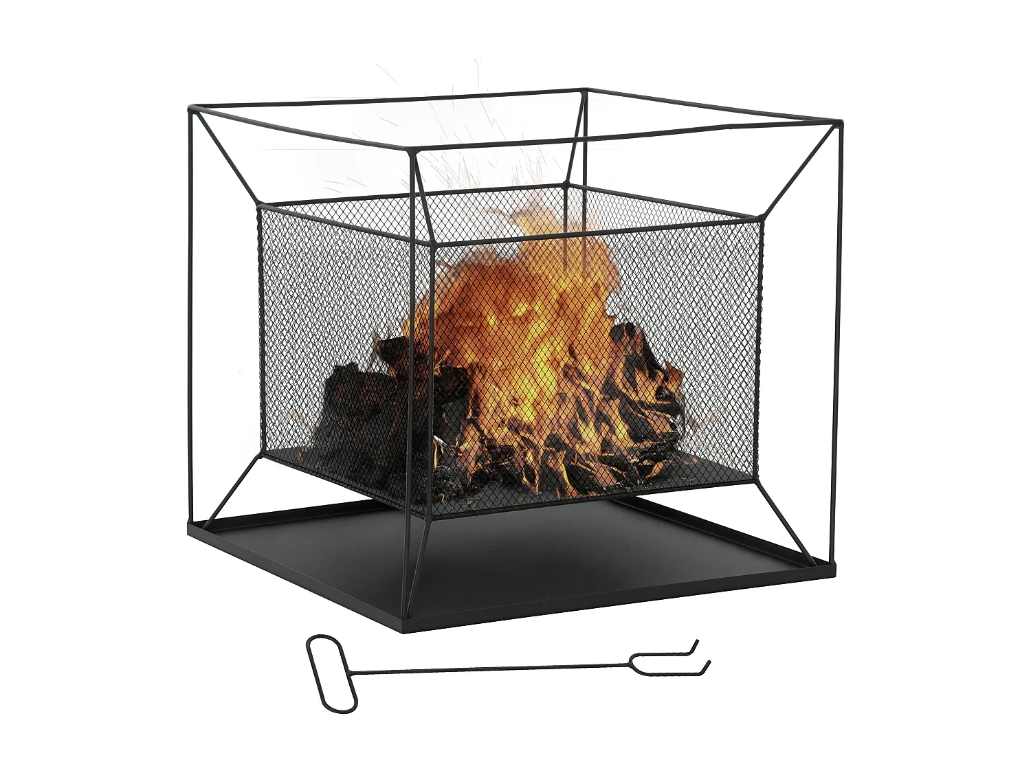 Braciere da giardino a legna con attizzatoio 45x45x43cm