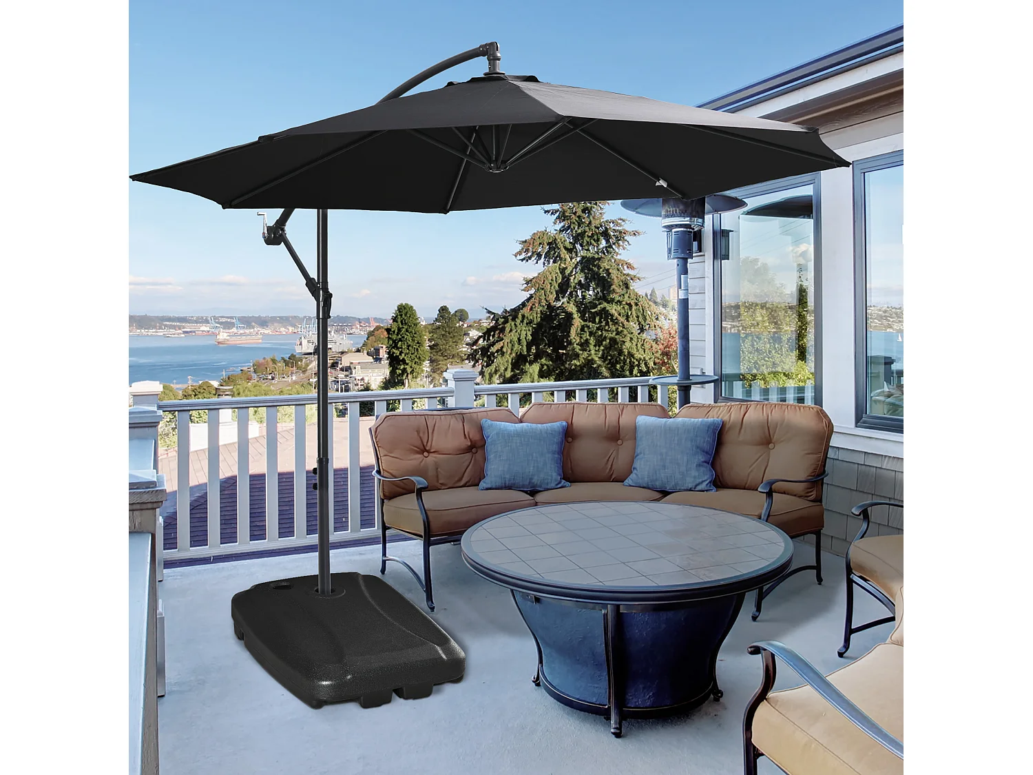 Tenda da sole 2x1.5m a manovella e telaio telescopico blu