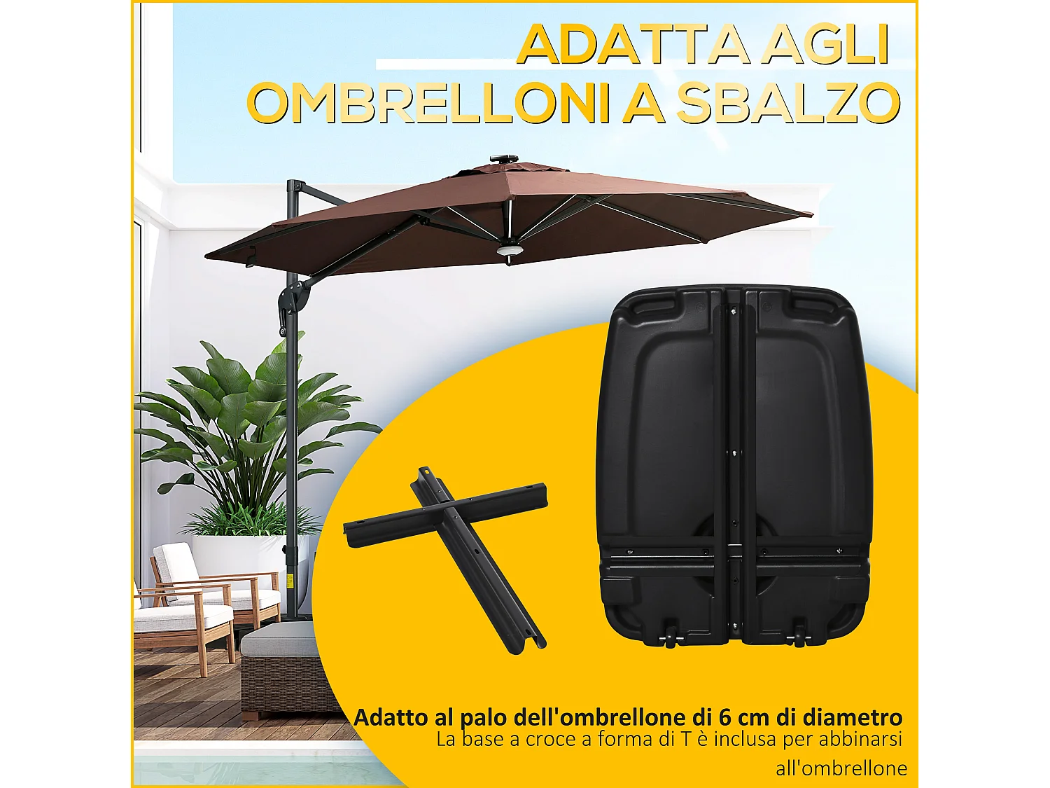 Tenda da sole 2x1.5m a manovella e telaio telescopico blu