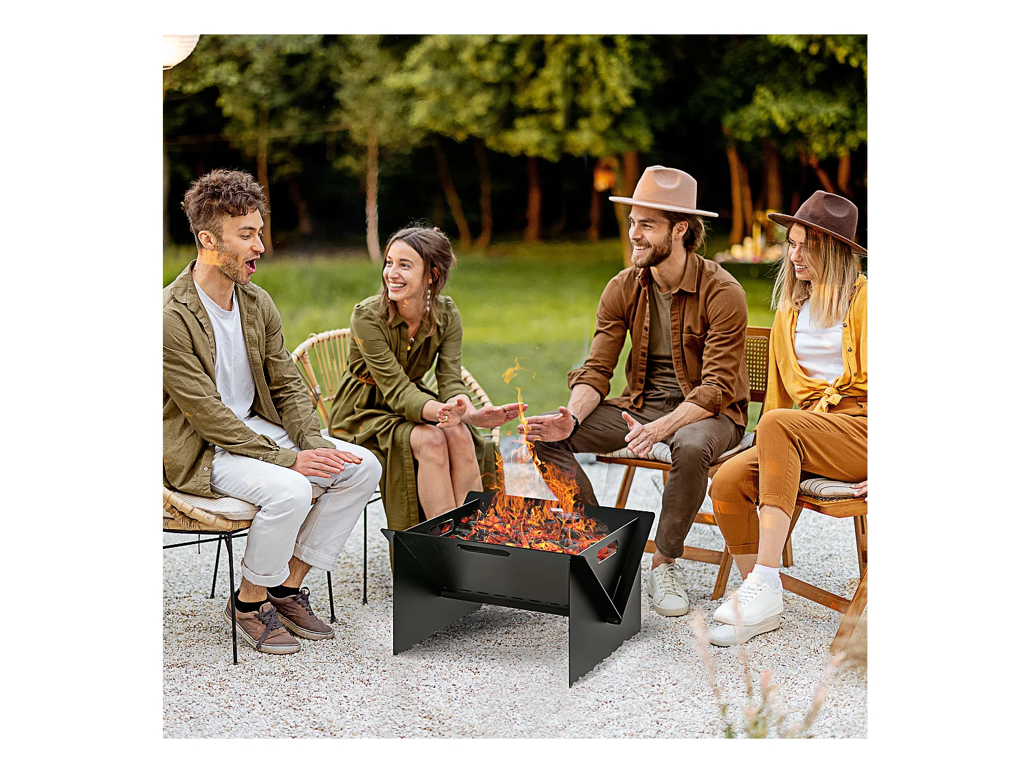 Braciere da giardino in acciaio con maniglie 50x45x30cm nero