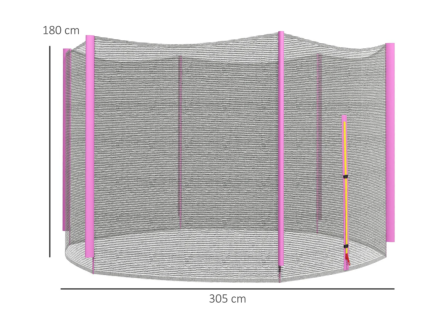 Rete di protezione trampolini a 6 pali in pe nero e rosa