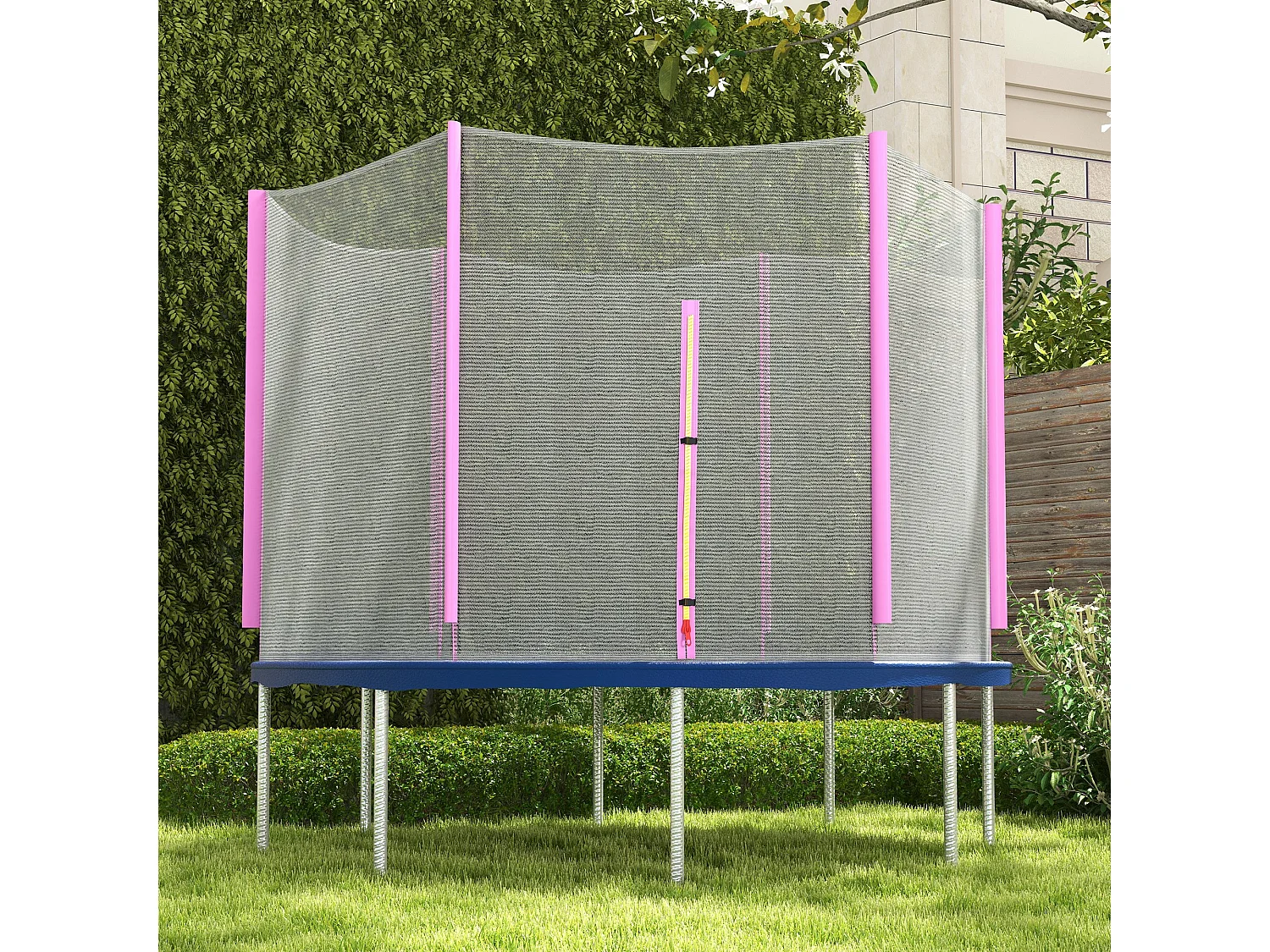 Rete di protezione trampolini a 6 pali in pe nero e rosa