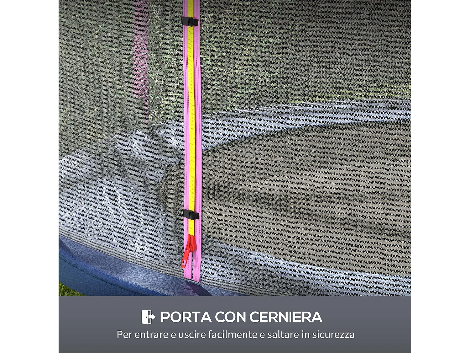 Rete di protezione trampolini a 6 pali in pe nero e rosa