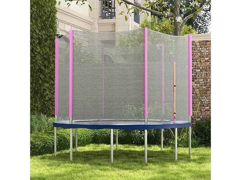 Rete di protezione trampolini a 6 pali in pe nero e rosa