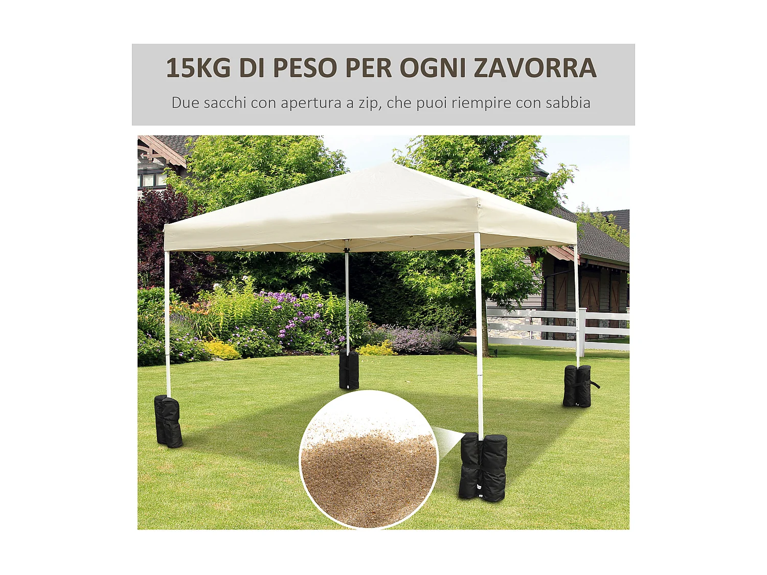 Zanzariera per ombrellone rotondo regolabile con cerniera beige