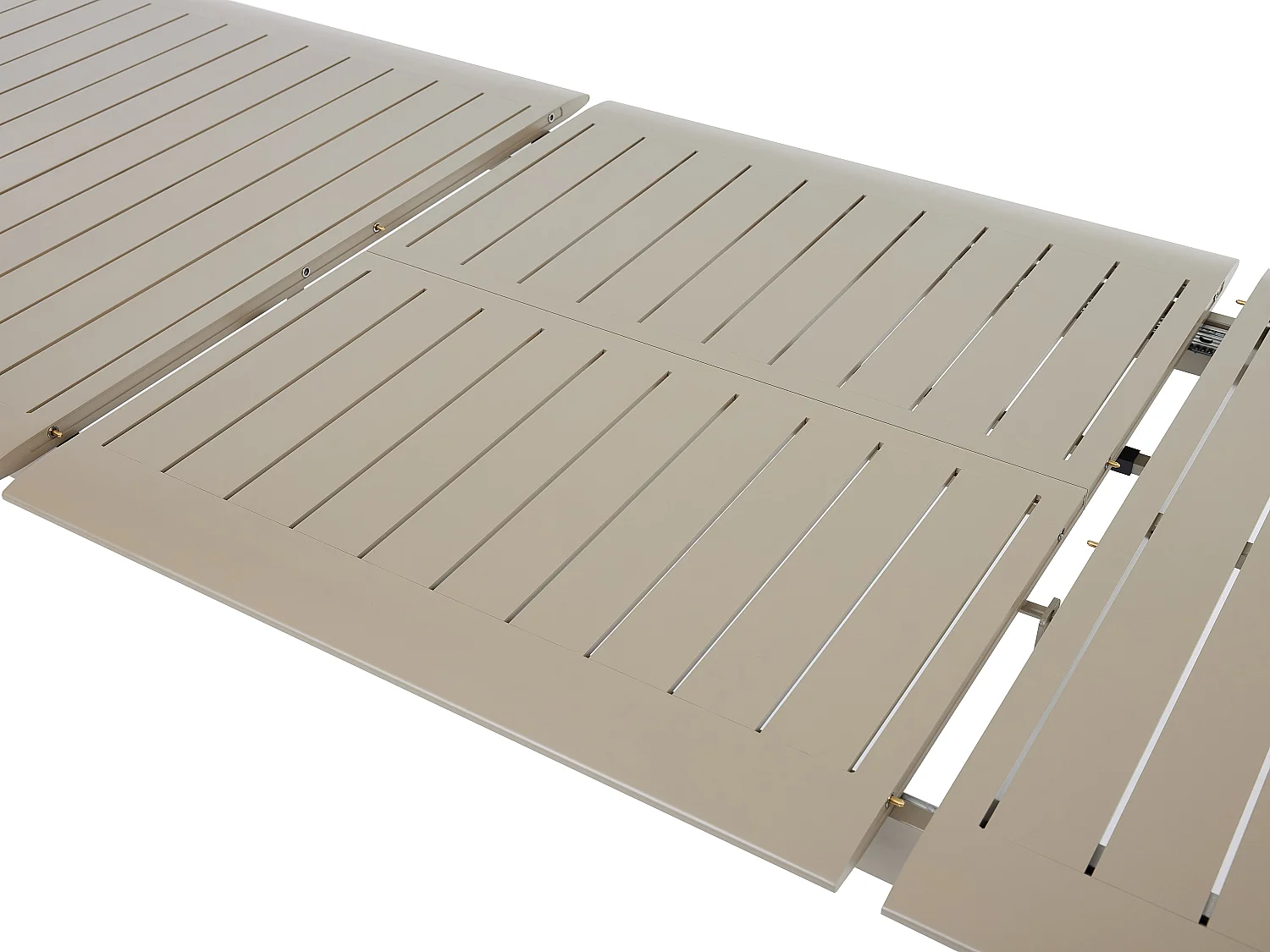 Salle à manger de jardin en aluminium : une table extensible L.205/286.5 cm et 8 fauteuils empilables - Taupe - MACILA de MYLIA