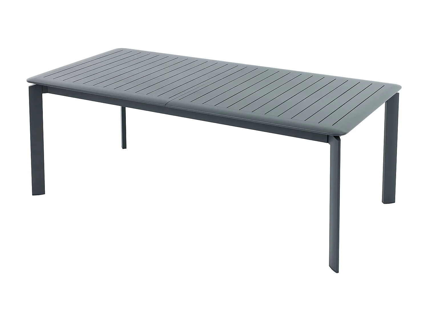 Salle à manger de jardin en aluminium : une table extensible L.205/286.5 cm et 6 fauteuils empilables - Anthracite - MACILA de MYLIA