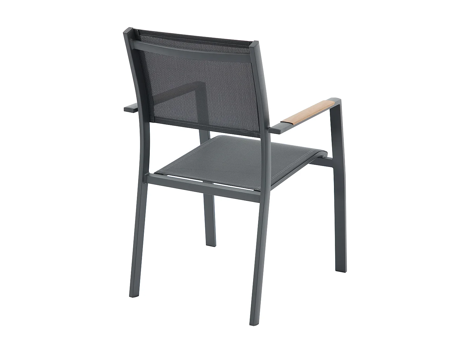 Salle à manger de jardin en aluminium : une table extensible L.205/286.5 cm et 6 fauteuils empilables - Anthracite - MACILA de MYLIA