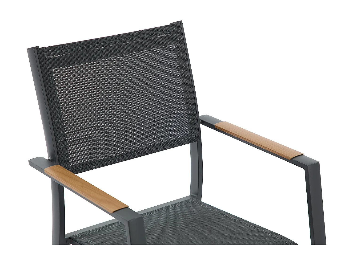 Salle à manger de jardin en aluminium : une table extensible L.205/286.5 cm et 6 fauteuils empilables - Anthracite - MACILA de MYLIA