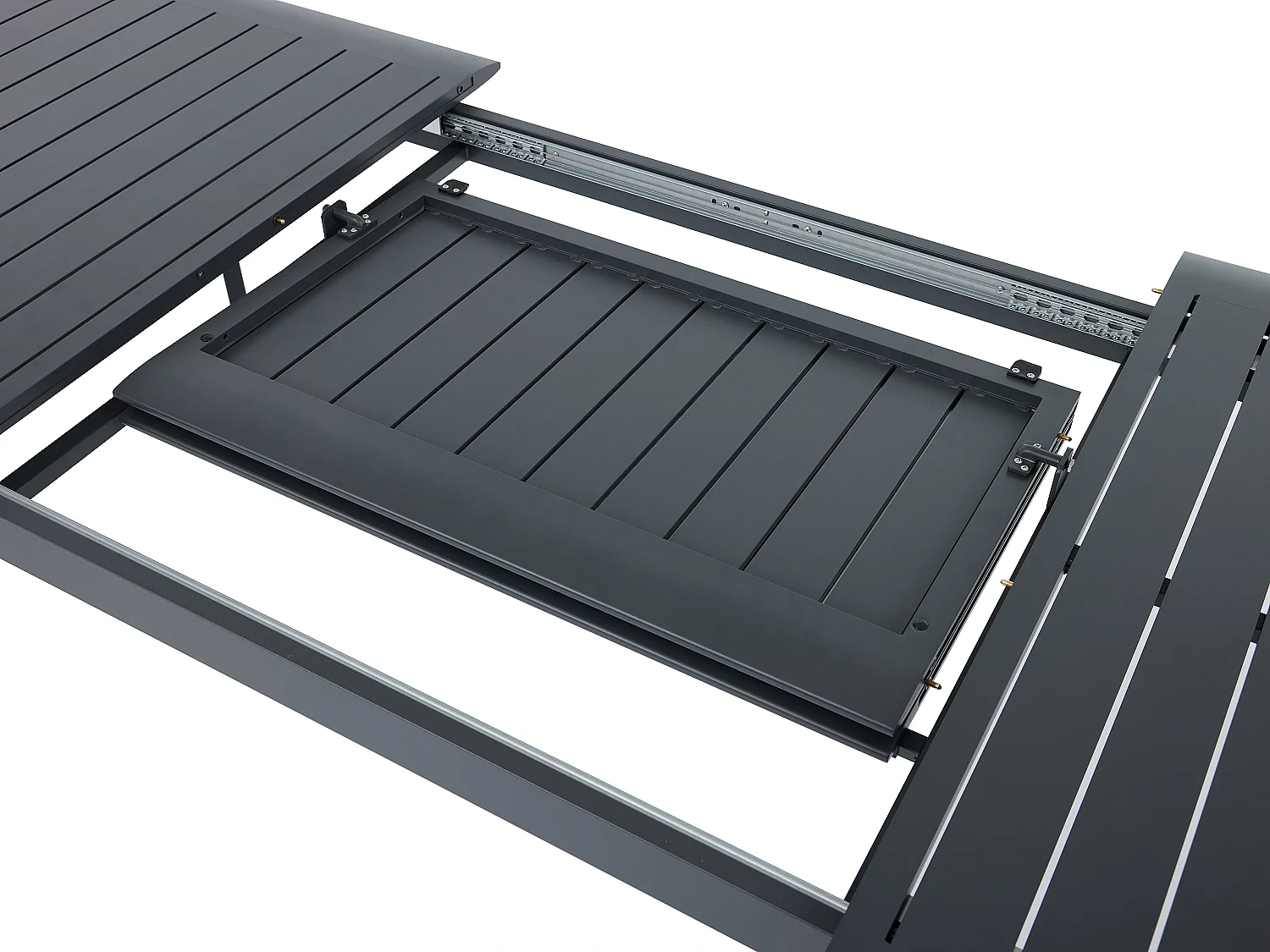 Salle à manger de jardin en aluminium : une table extensible L.205/286.5 cm et 8 fauteuils empilables - Anthracite - MACILA de MYLIA