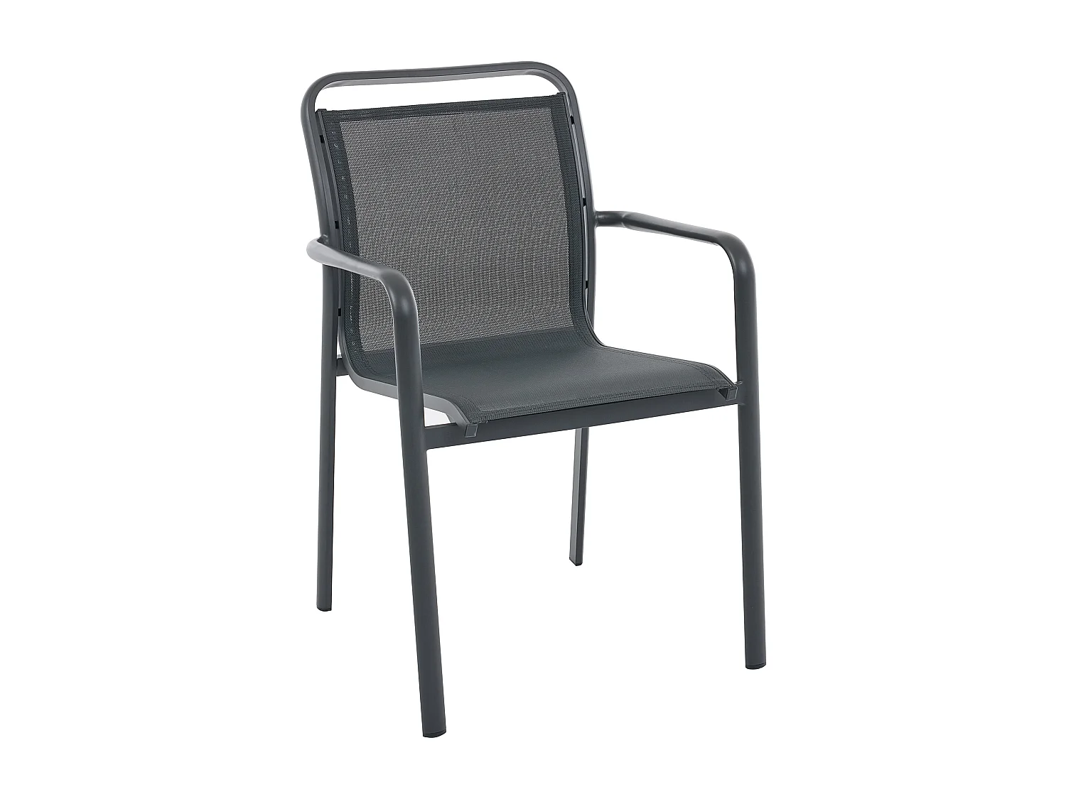Lot de 2 fauteuils de jardin empilables en aluminium et textilène - Gris foncé - VELYRA de MYLIA
