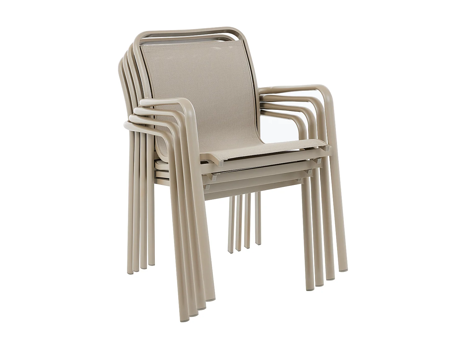 Salle à manger de jardin en aluminium : une table extensible L.205/286.5 cm et 6 fauteuils empilables - Taupe - VELYRA de MYLIA