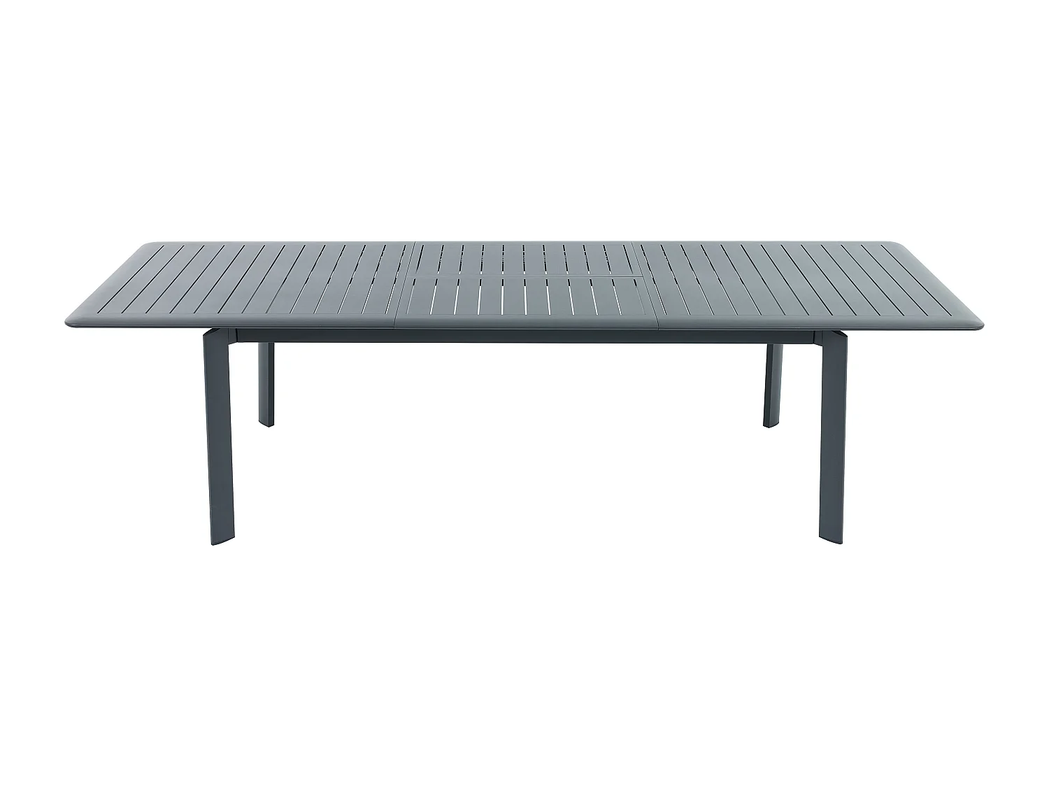 Salle à manger de jardin en aluminium : une table extensible L.205/286.5 cm et 6 fauteuils empilables - Gris foncé - VELYRA de MYLIA