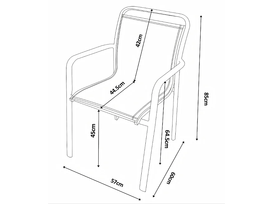 Salle à manger de jardin en aluminium : une table extensible L.205/286.5 cm et 6 fauteuils empilables - Gris foncé - VELYRA de MYLIA
