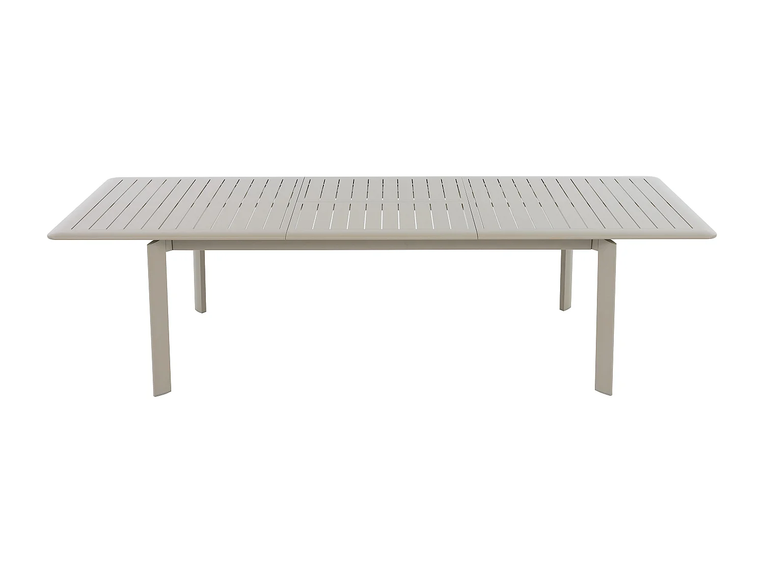 Salle à manger de jardin en aluminium : une table extensible L.205/286.5 cm et 8 fauteuils empilables - Taupe - VELYRA de MYLIA