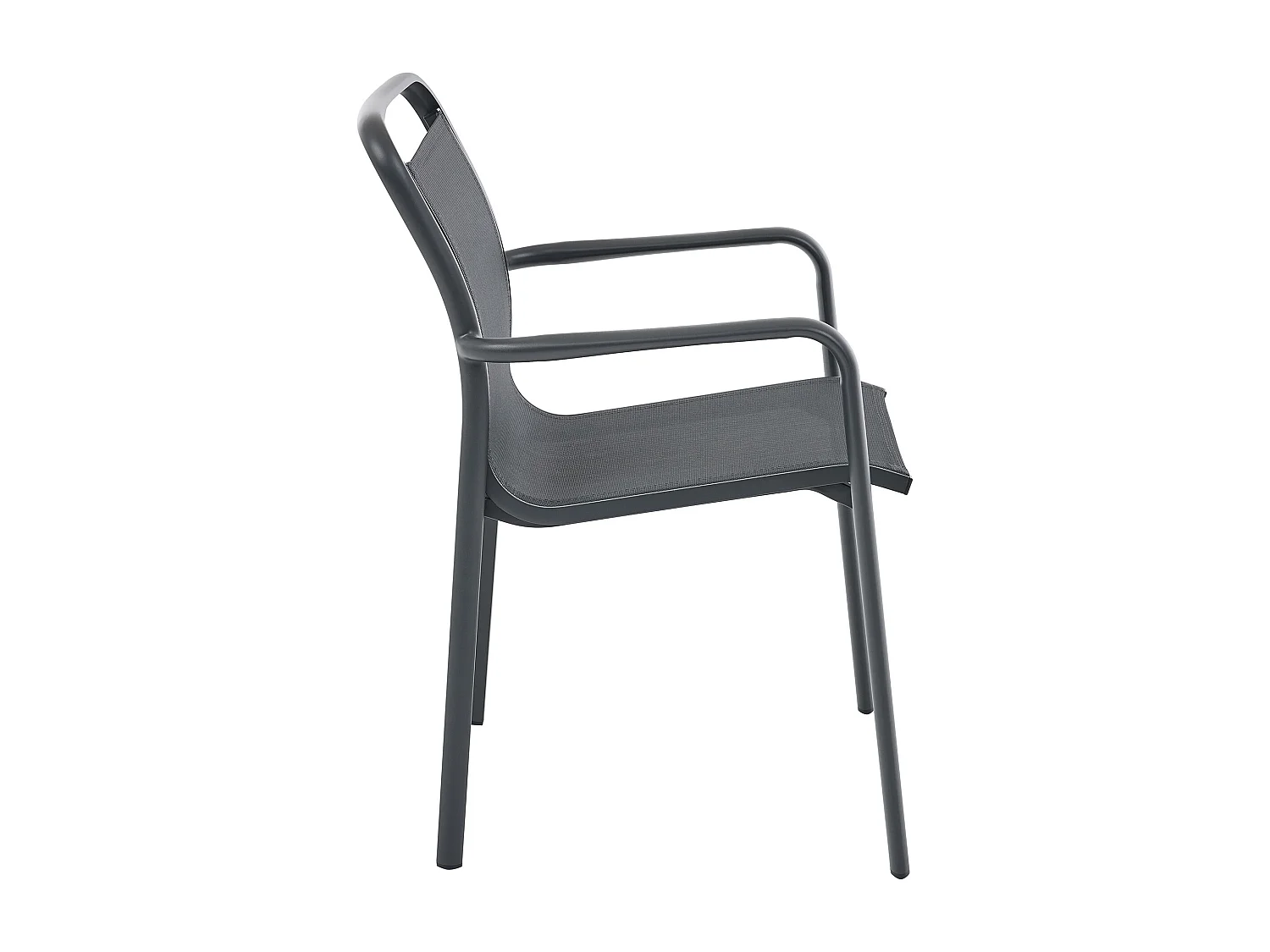 Salle à manger de jardin en aluminium : une table extensible L.205/286.5 cm et 10 fauteuils empilables - Gris foncé - VELYRA de MYLIA