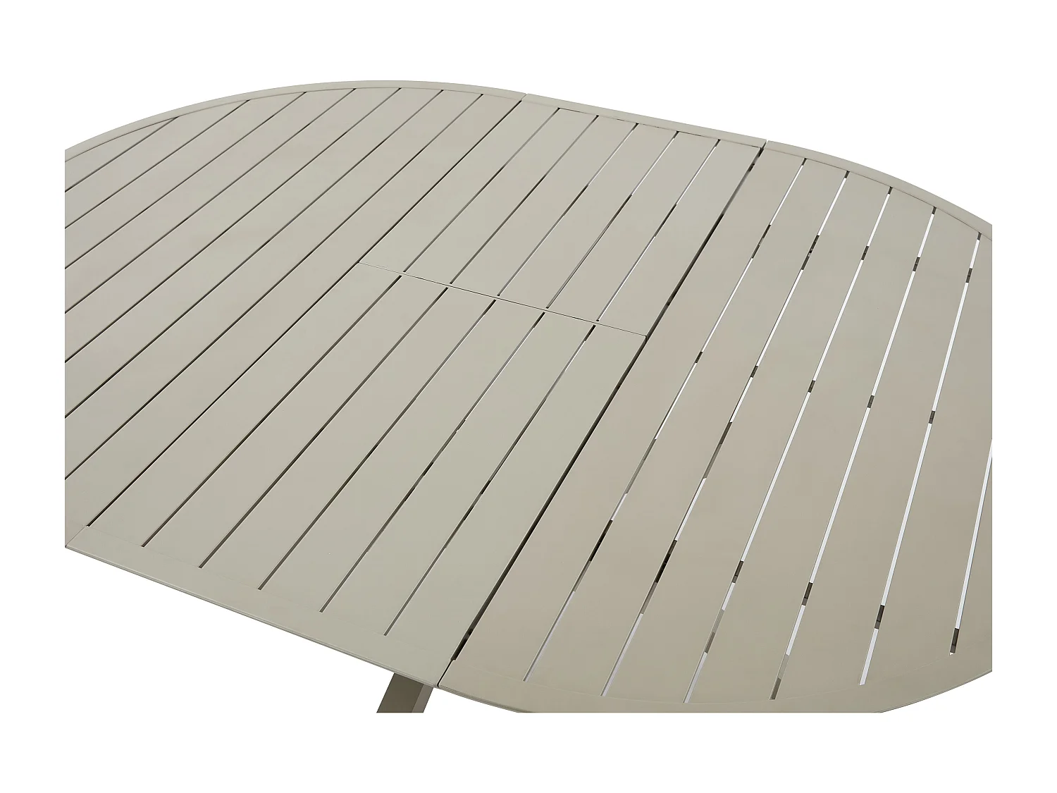 Salle à manger de jardin en aluminium : une table ronde extensible L.150/200 cm et 6 fauteuils empilables - Taupe - VELYRA de MYLIA