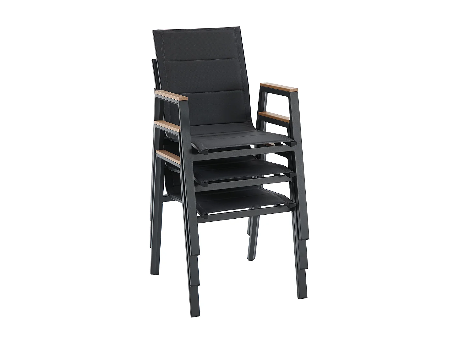 Lot de 2 fauteuils de jardin empilables en aluminium et textilène - Anthracite - LIOUS de MYLIA