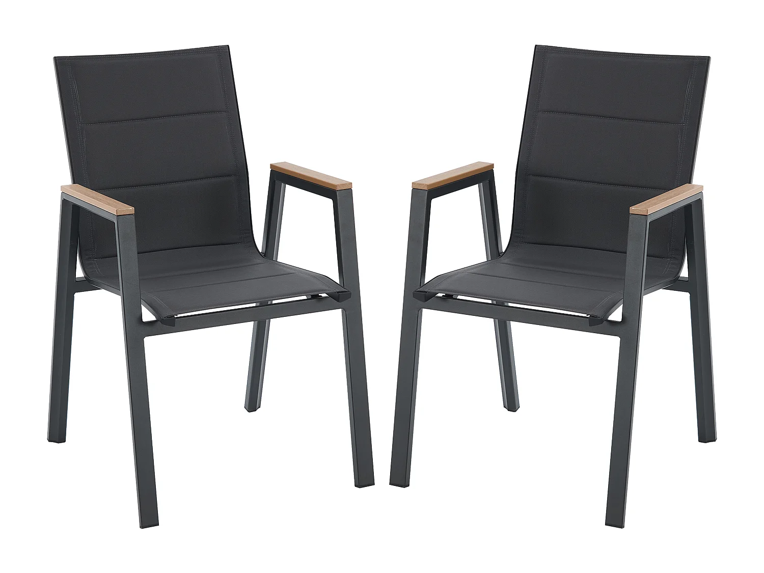 Lot de 2 fauteuils de jardin empilables en aluminium et textilène - Anthracite - LIOUS de MYLIA