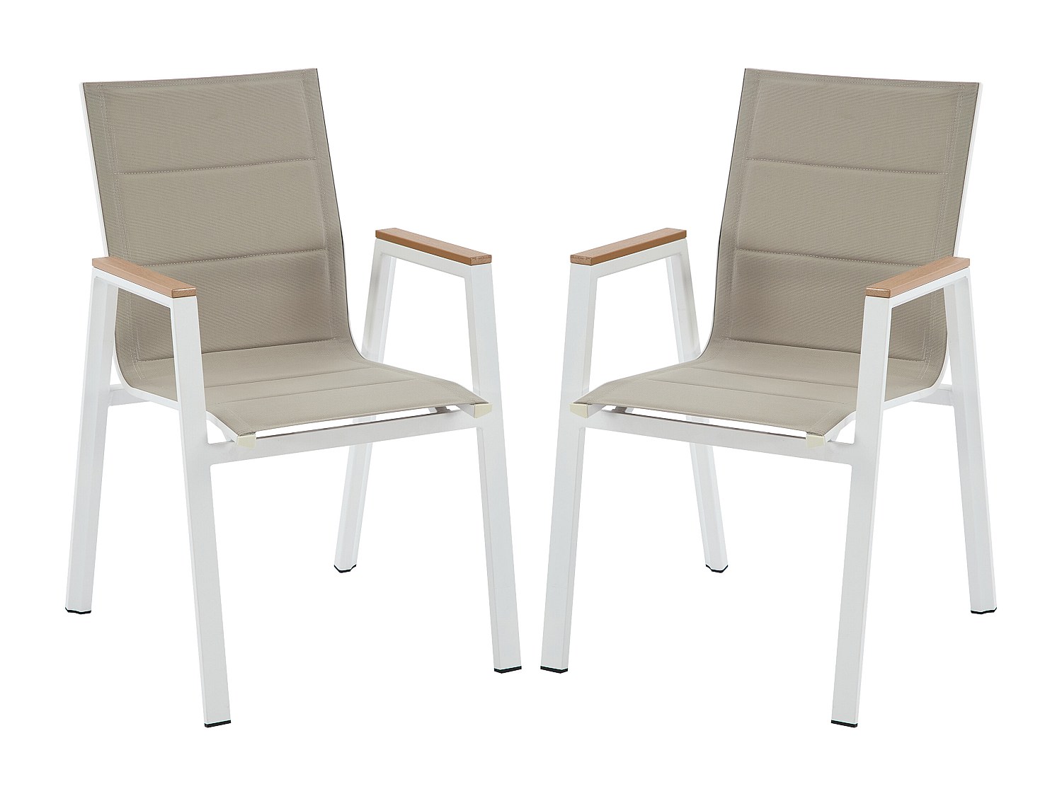 Vente-unique 2er Set Stapelbare Gartensessel Aus Aluminium Und Textilen - Weiß - Lious Von Mylia