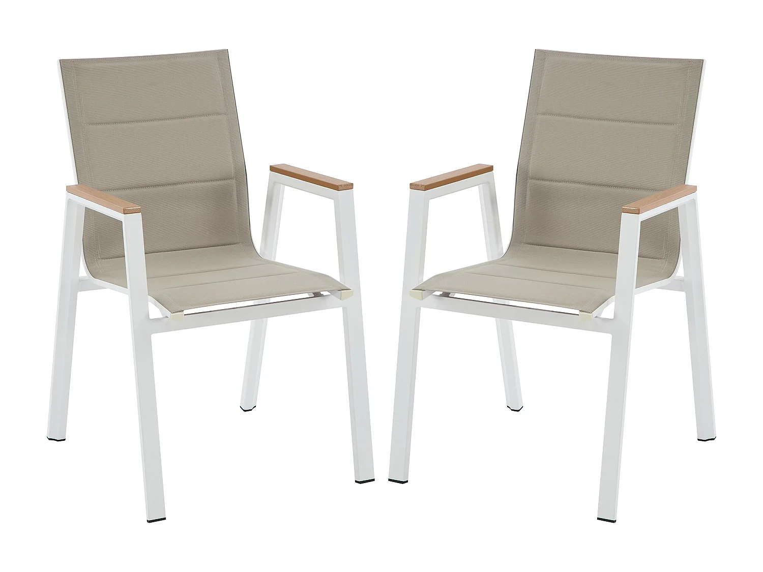 Lot de 2 fauteuils de jardin empilables en aluminium et textilène - Blanc - LIOUS de MYLIA