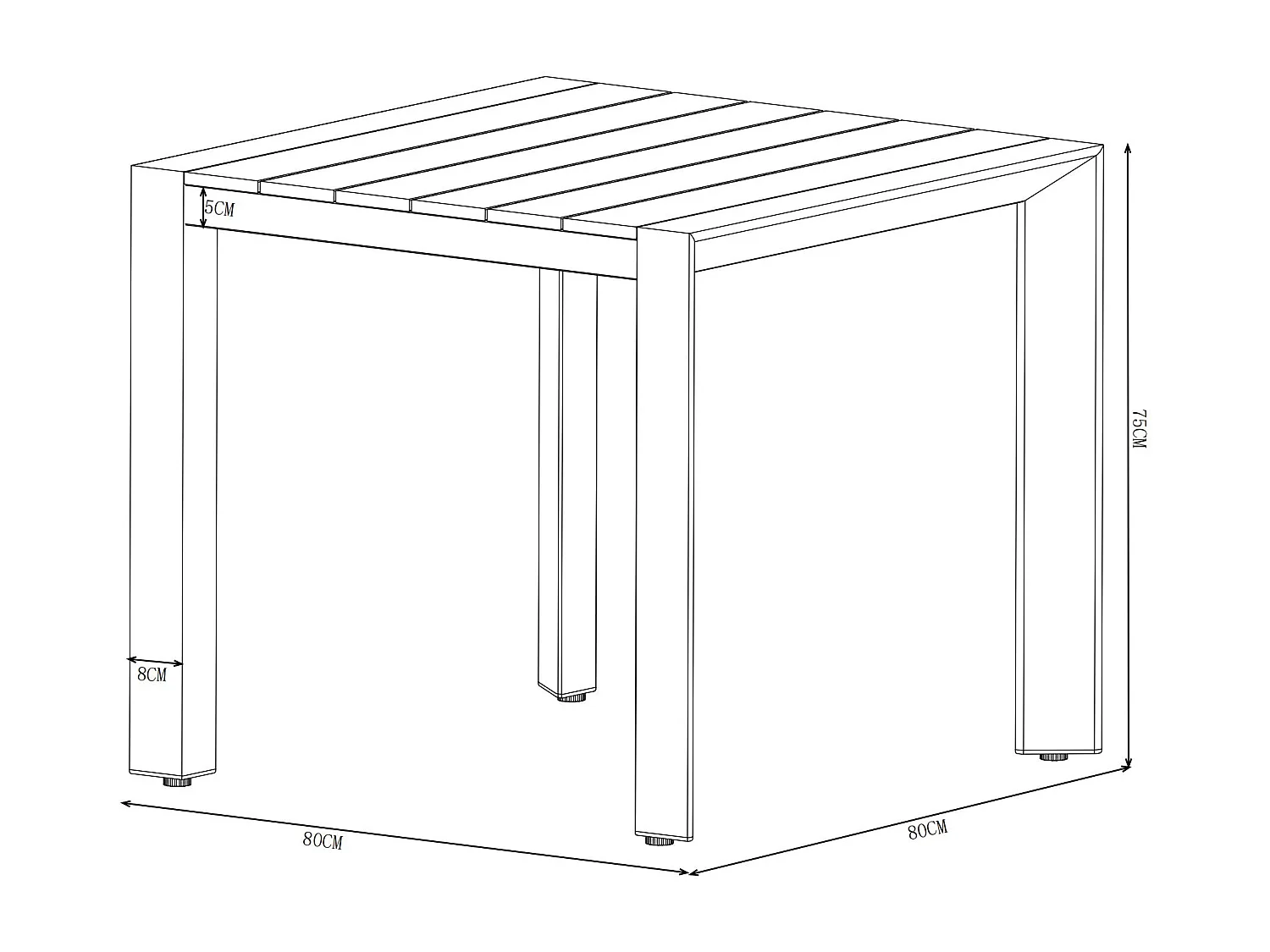 Salle à manger de jardin en aluminium : une table L.80 cm et 2 fauteuils empilables - Naturel clair et blanc - LIOUS de MYLIA