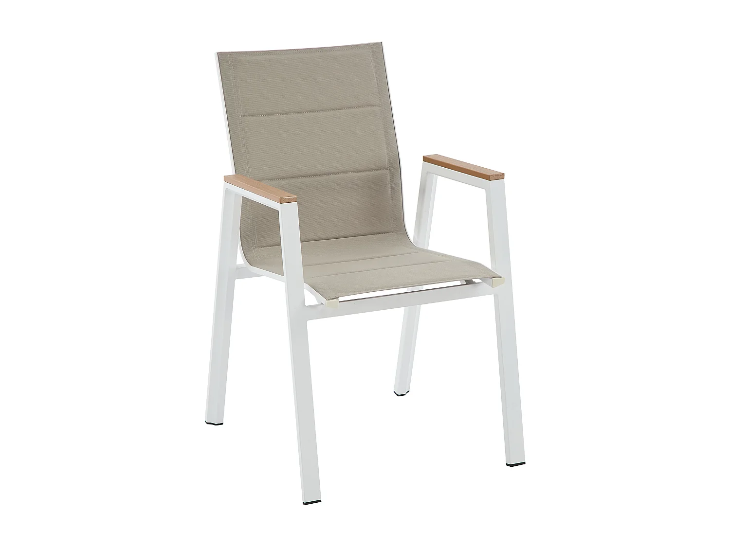 Salle à manger de jardin en aluminium : une table L.80 cm et 2 fauteuils empilables - Naturel clair et blanc - LIOUS de MYLIA