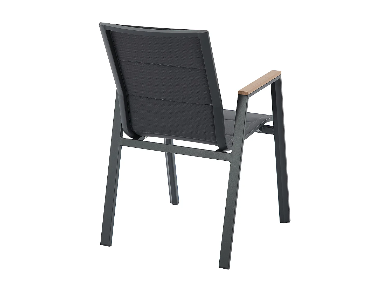 Salle à manger de jardin en aluminium : une table L.150 cm et 4 fauteuils empilables - Naturel clair et anthracite - LIOUS de MYLIA
