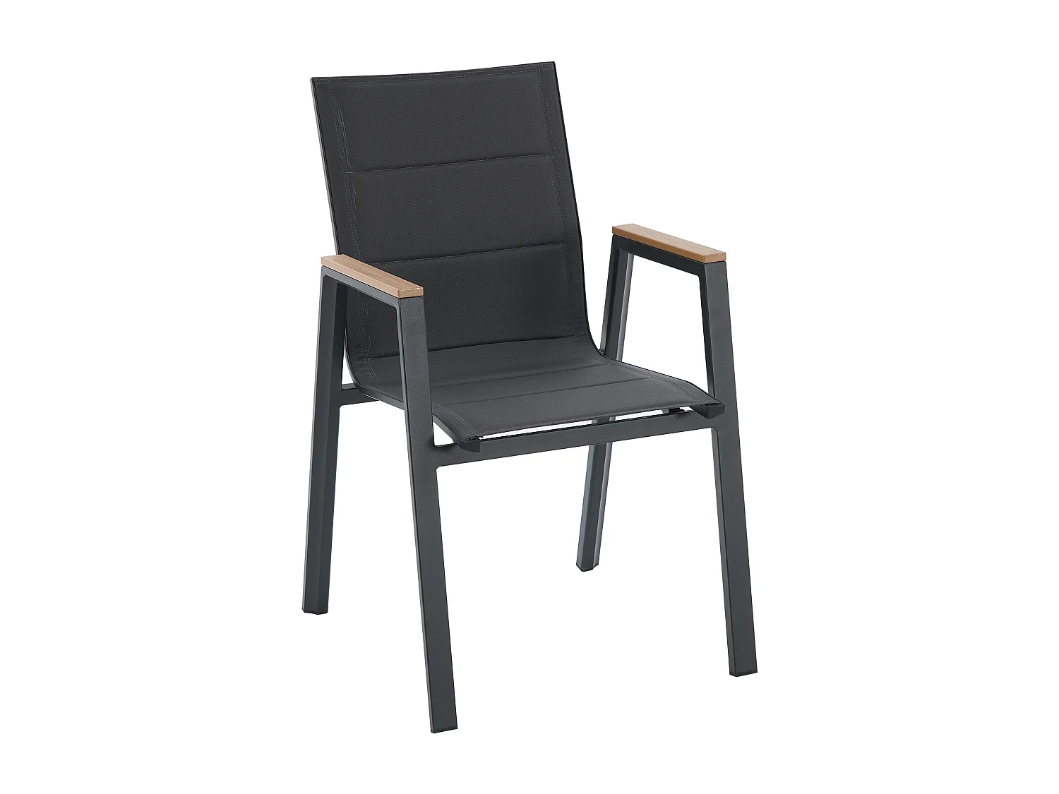 Salle à manger de jardin en aluminium : une table L.150 cm et 6 fauteuils empilables - Naturel clair et anthracite - LIOUS de MYLIA