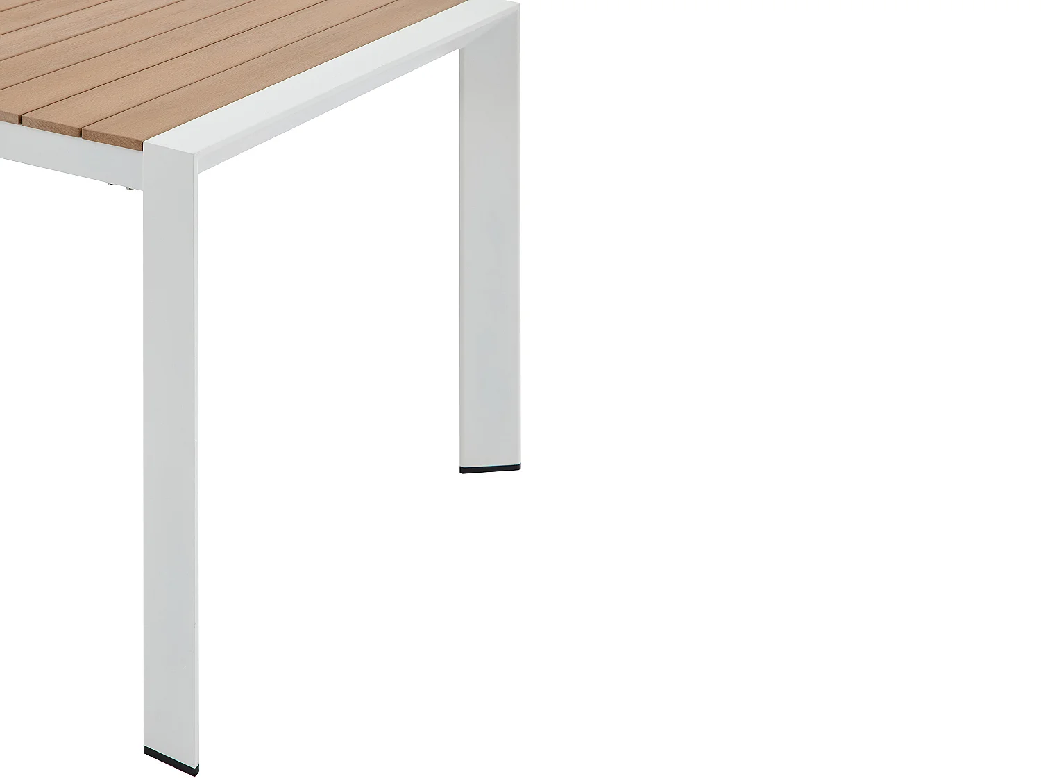Salle à manger de jardin en aluminium : une table L.150 cm et 4 fauteuils empilables - Naturel clair et blanc - LIOUS de MYLIA