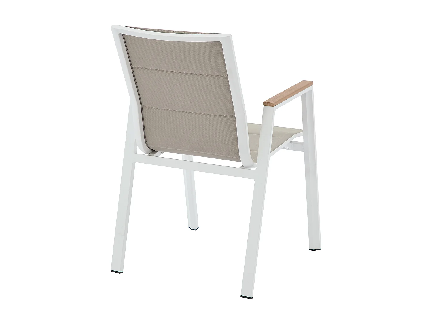Salle à manger de jardin en aluminium : une table L.150 cm et 6 fauteuils empilables - Naturel clair et blanc - LIOUS de MYLIA