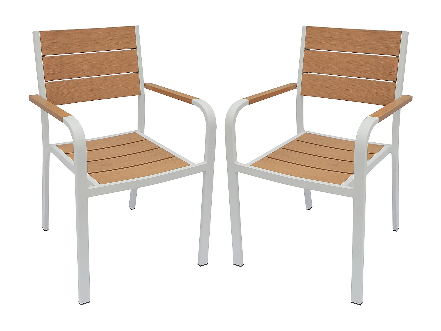 Lot de 2 fauteuils de jardin empilables en aluminium - Naturel clair et blanc - NYROS de MYLIA