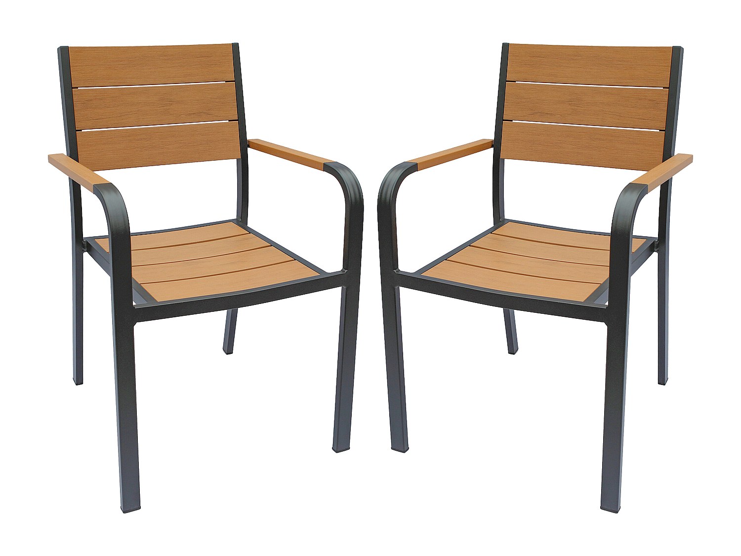 Vente-unique 2er-Set Stapelbare Gartenstühle Aus Aluminium - Hell-Natur Und Anthrazit - Nyros Von Mylia