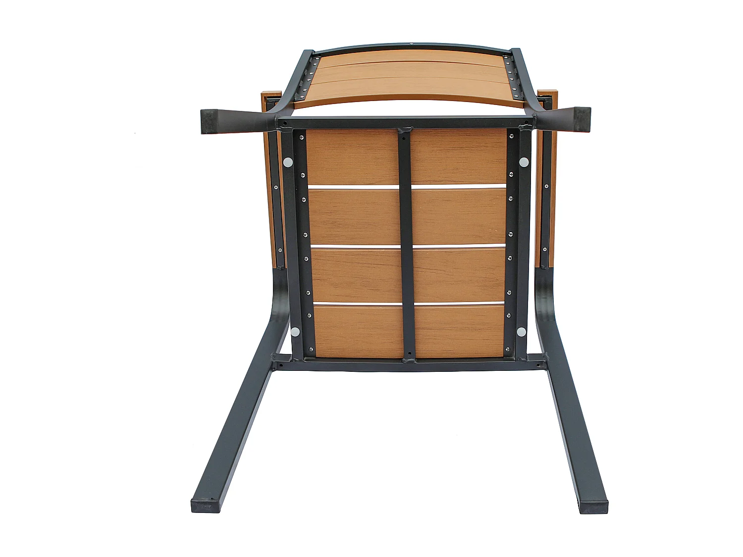 Salle à manger de jardin en aluminium : une table L.150 cm et 4 fauteuils empilables - Naturel clair et anthracite - NYROS de MYLIA