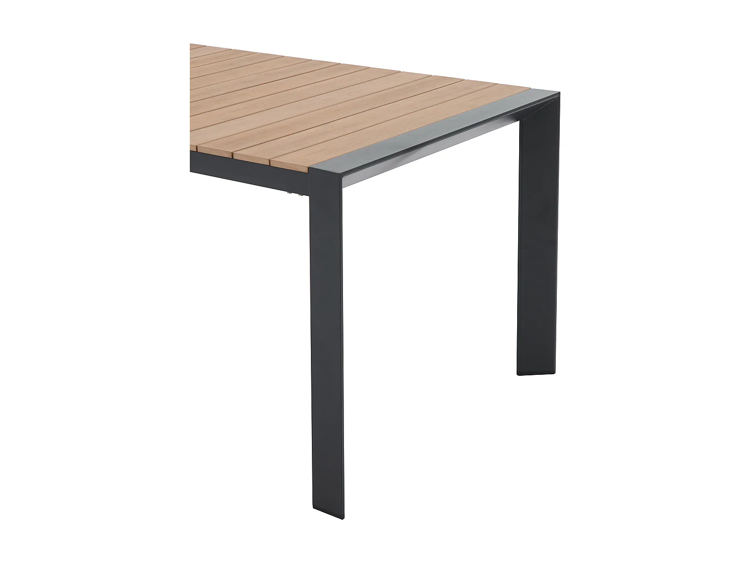Salle à manger de jardin en aluminium : une table L.150 cm et 4 fauteuils empilables - Naturel clair et anthracite - NYROS de MYLIA