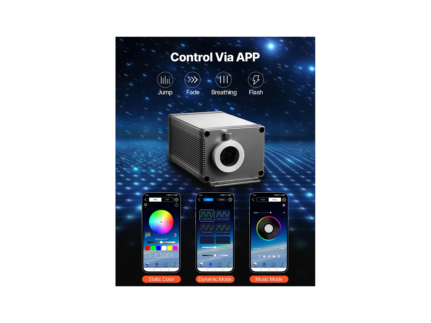 Kit Ciel de Toit Étoilé Voiture SucceBuy 550 PCS Lumières Plafond Fibre Optique Scintillante 0,76 mm 3 m 16 W, Contrôle par Application Bluetooth, Télécommande