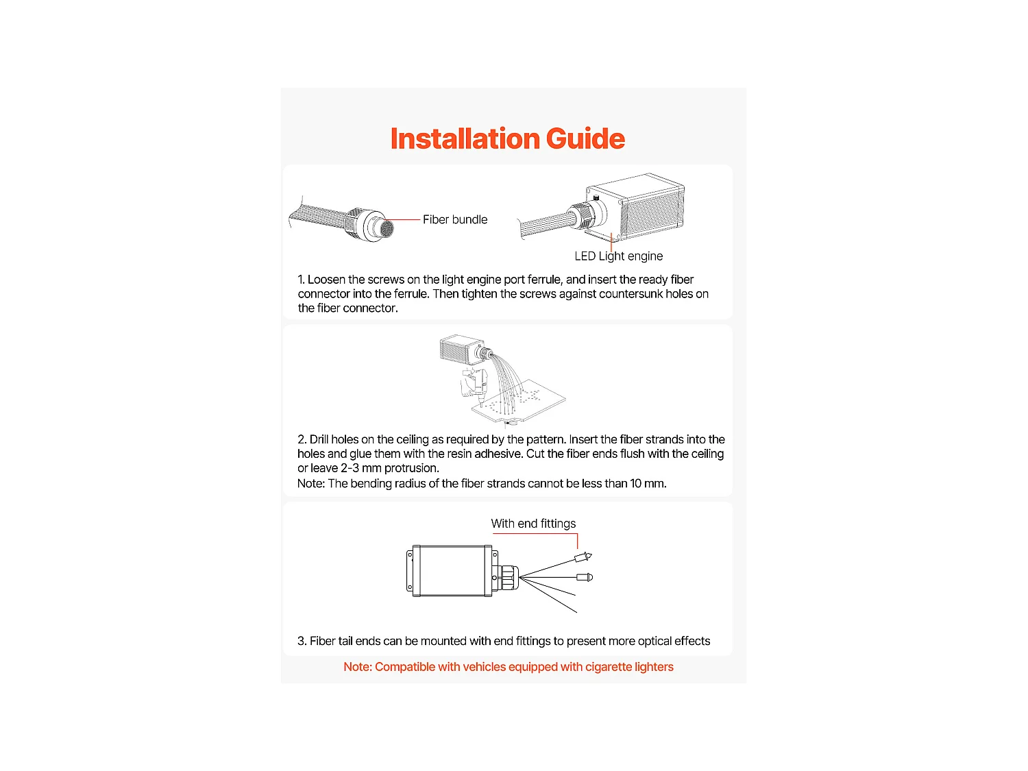 Kit Ciel de Toit Étoilé Voiture SucceBuy 550 PCS Lumières Plafond Fibre Optique Scintillante 0,76 mm 3 m 16 W, Contrôle par Application Bluetooth, Télécommande