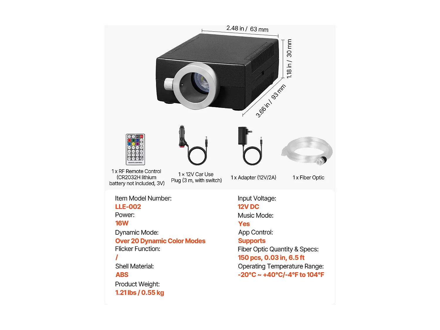 Zestaw Gwieździste Niebo w Samochodzie SucceBuy 150 PCS Światła Włóknowe Sufitowe 0,76 mm 1,98 m 16 W, Sterowanie przez Aplikację Bluetooth, Pilot