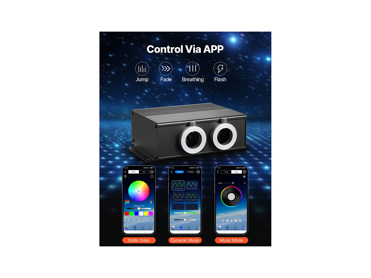 Kit Ciel de Toit Étoilé Voiture SucceBuy 900 PCS Lumières Plafond Fibre Optique Scintillante 0,76 mm 3 m 20 W, Contrôle par Application Bluetooth, Télécommande