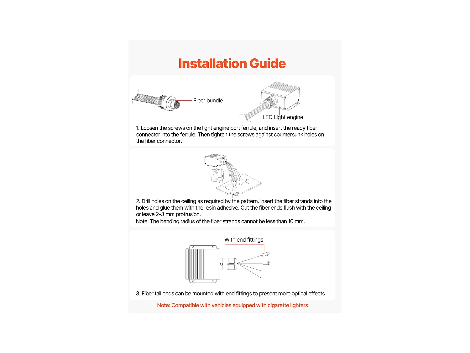 Kit Ciel de Toit Étoilé Voiture SucceBuy 900 PCS Lumières Plafond Fibre Optique Scintillante 0,76 mm 3 m 20 W, Contrôle par Application Bluetooth, Télécommande