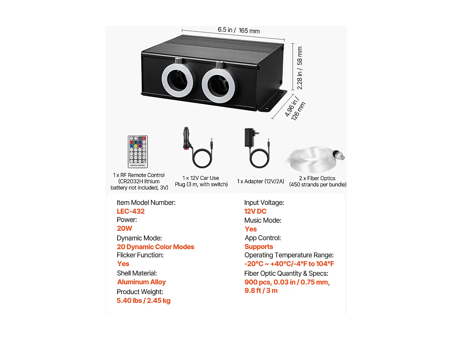 Kit Ciel de Toit Étoilé Voiture SucceBuy 900 PCS Lumières Plafond Fibre Optique Scintillante 0,76 mm 3 m 20 W, Contrôle par Application Bluetooth, Télécommande