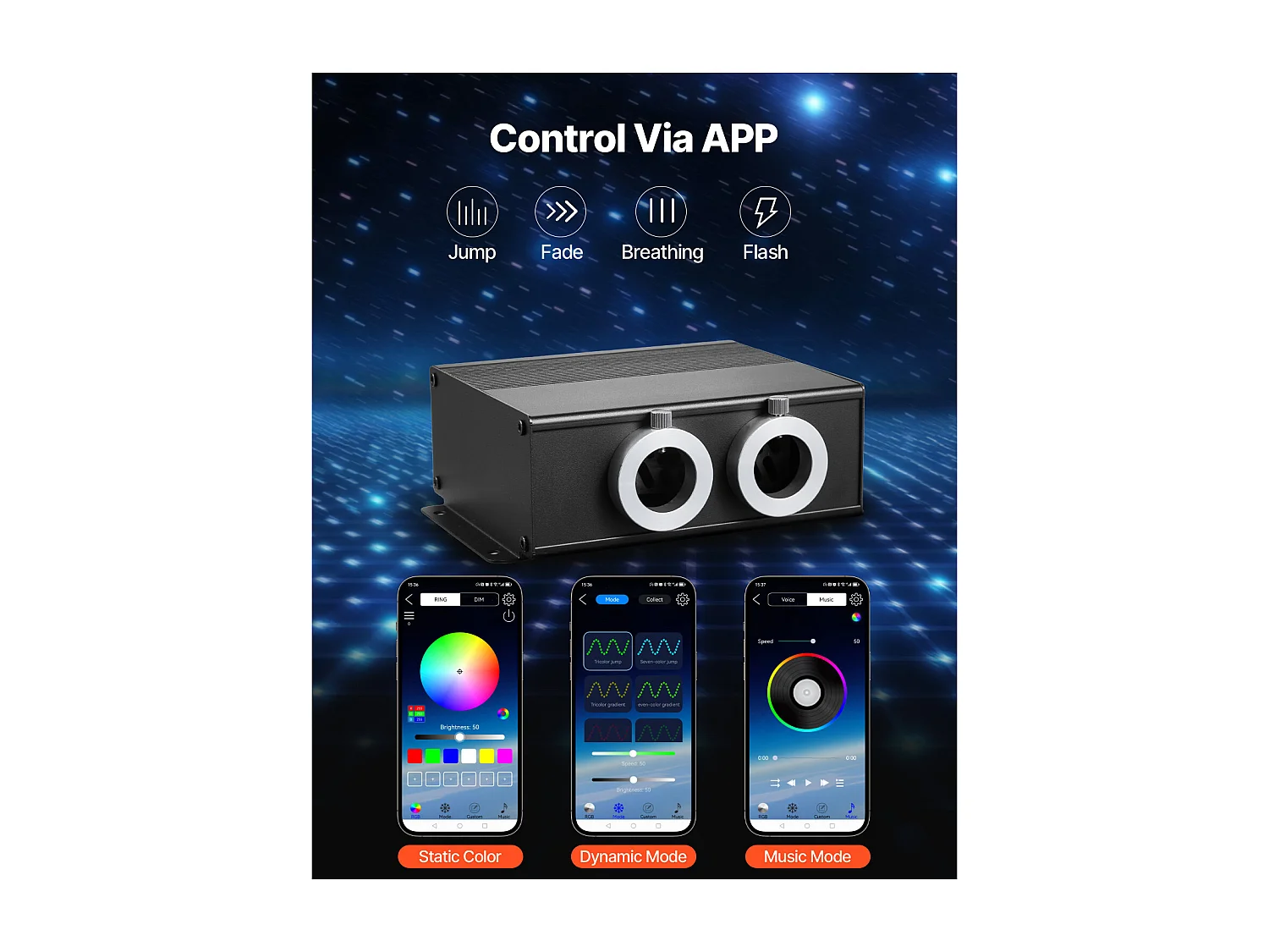 Kit Ciel de Toit Étoilé Voiture SucceBuy 900 PCS Lumières Plafond Fibre Optique Scintillante 0,76 mm 3 m 20 W, Contrôle par Application Bluetooth, Télécommande