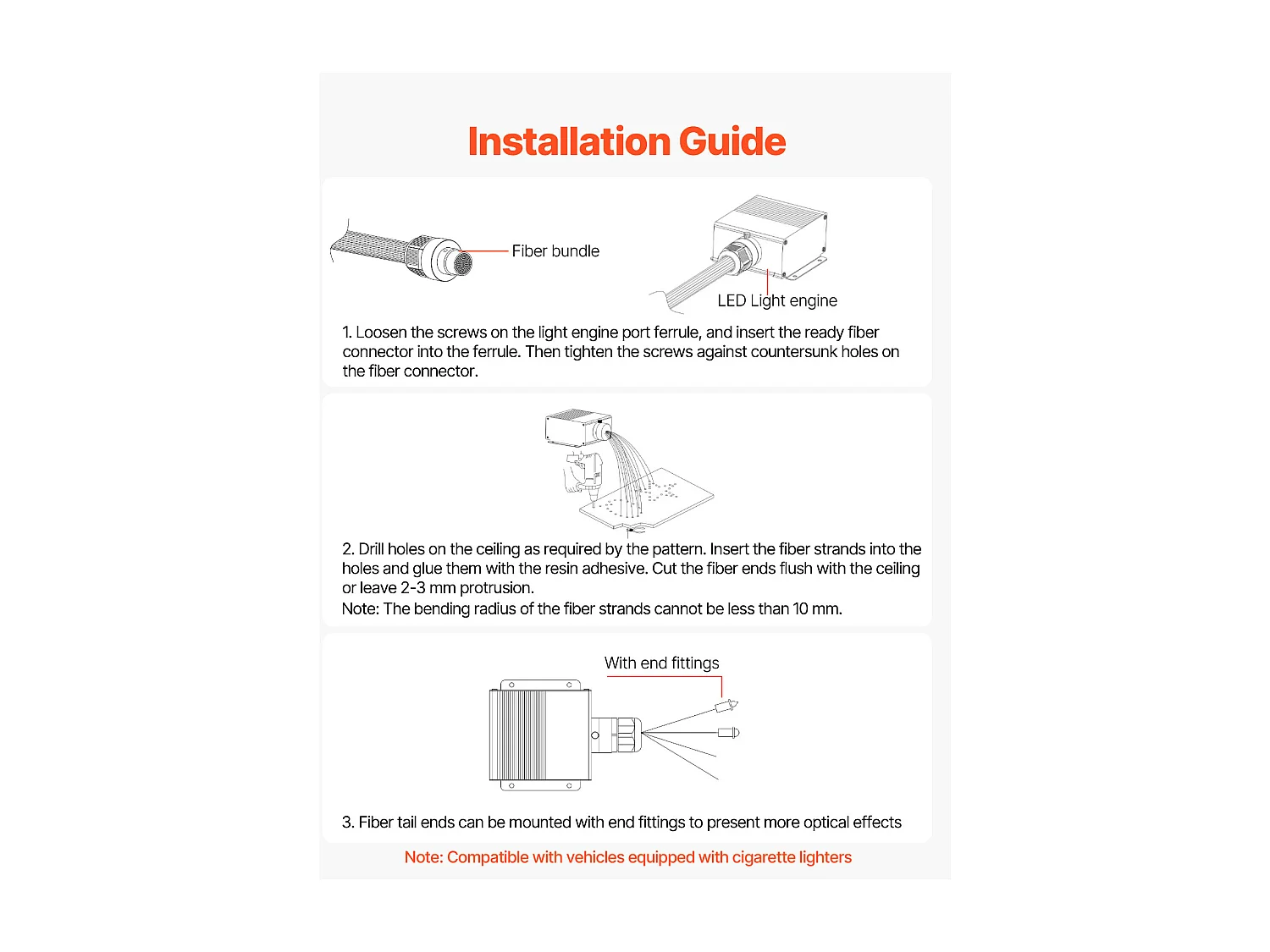 Kit Ciel de Toit Étoilé Voiture SucceBuy 900 PCS Lumières Plafond Fibre Optique Scintillante 0,76 mm 3 m 20 W, Contrôle par Application Bluetooth, Télécommande