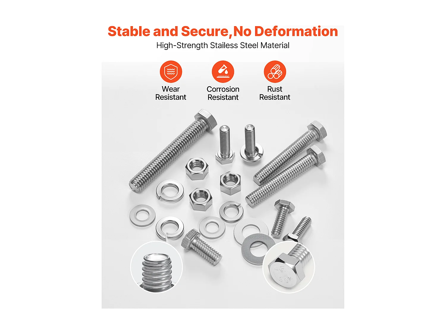 Kit Boulons et Écrous SucceBuy, 246 PCS, Vis de Machine et Rondelles Plates, Impériaux, Acier Inoxydable, Plusieurs Tailles, 1/4-20, 5/16-18, 3/8-16